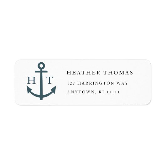 ネイビー航海のブルーいかり差出人住所ラベル ラベル (正面)