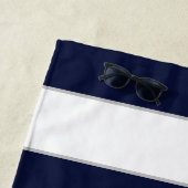 ネイビー航海のブルーいかり沿岸モノグラム名 ビーチタオル (インサイチュ)