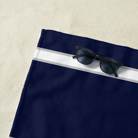 ネイビー航海のブルーいかり沿岸モノグラム名 ビーチタオル (インサイチュ)