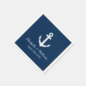 ネイビー航海のブルーいかり結婚ズのナプキン スタンダードカクテルナプキン (角)