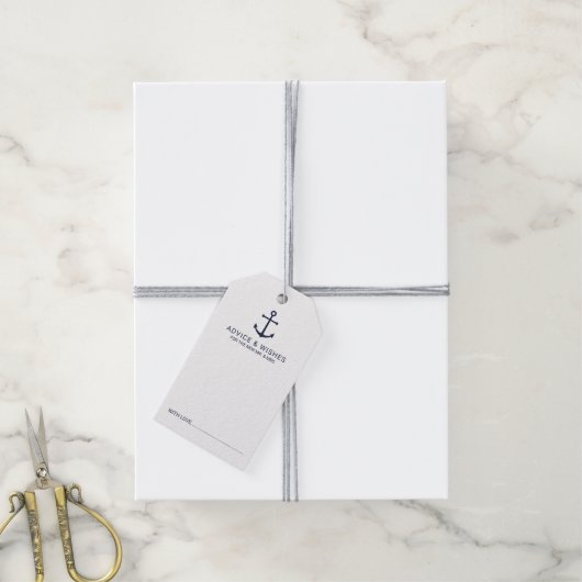 ネイビー航海のブルーいかり結婚ズアドバイス&ウィッシュ ギフトタグ (より糸付き)