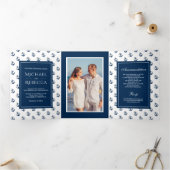 ネイビー航海のブルーいかり結婚ズ写真 三つ折り招待状 (内部)