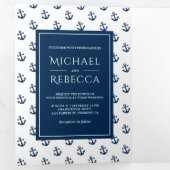 ネイビー航海のブルーいかり結婚ズ写真 三つ折り招待状 (内部最初)