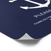 ネイビー航海のブルーいかり結婚式の引き出物標識 ポスター (角)