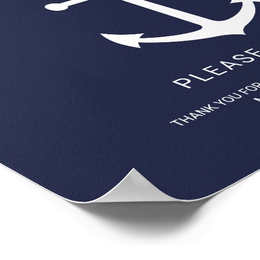 ネイビー航海のブルーいかり結婚式の引き出物標識 ポスター (角)