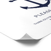 ネイビー航海のブルーいかり結婚式の引き出物標識 ポスター (角)