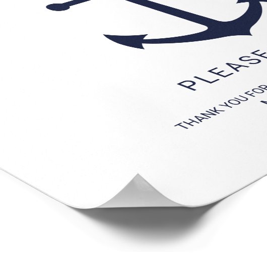 ネイビー航海のブルーいかり結婚式の引き出物標識 ポスター (角)