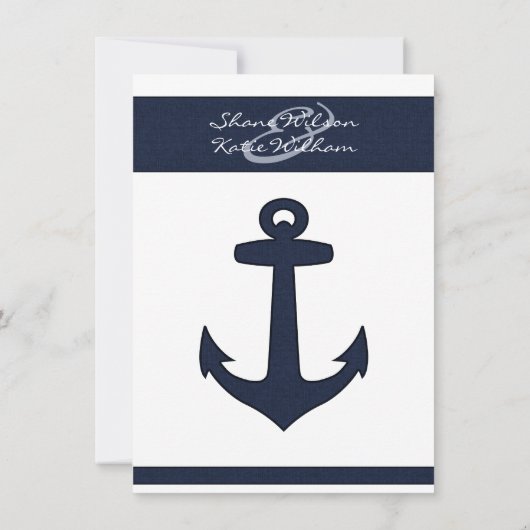 ネイビー航海のブルーいかり結婚式招待状 招待状 (裏面)