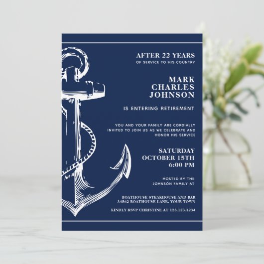 ネイビー航海のブルーいかり退職 招待状 (スタンド正面)