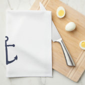 ネイビー航海のブルーいかり キッチンタオル (四つ折り)