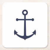 ネイビー航海のブルーいかり スクエアペーパーコースター (正面)