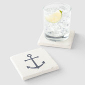 ネイビー航海のブルーいかり ストーンコースター (横)