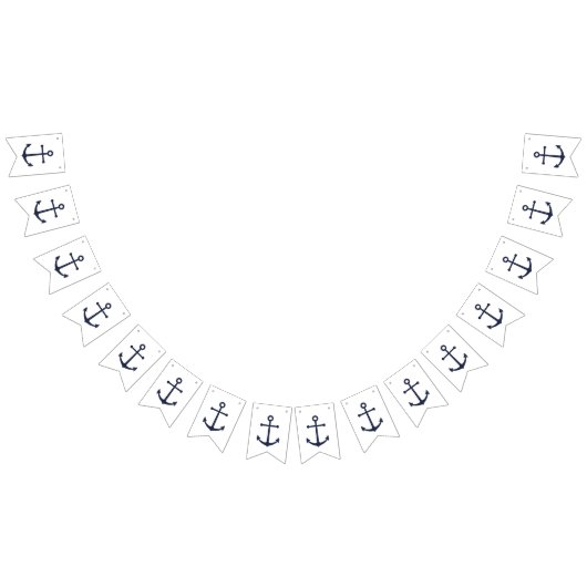 ネイビー航海のブルーいかり バンティングフラッグ (全)