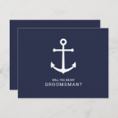 ネイビー航海のブルーいかりGroomsmen提案 招待状 (正面/裏面)