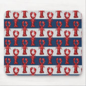 ネイビー航海のブルーとグレーのロブスターのストライプ マウスパッド (正面)