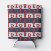 ネイビー航海のブルーとグレーのロブスターのストライプ 缶クーラー (裏面)