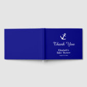 ネイビー航海のブルーとホワイトいかりベビーシャワー ゲストブック (全面)