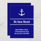 ネイビー航海のブルーとホワイトの動きの発表 案内状 (正面/裏面)