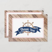 ネイビー航海のブルーとレッドのサンキューカード サンキューカード (正面/裏面)