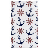 ネイビー航海のブルーと赤いかりの舵パターン スモールペーパーバッグ (裏面)