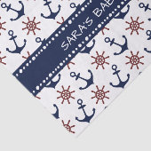 ネイビー航海のブルーと赤いかりの舵パターン 薄葉紙 (詳細)