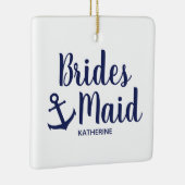 ネイビー航海のブルーのいかり付き花嫁メイド セラミックオーナメント (右)