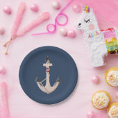ネイビー航海のブルーのいかり ペーパープレート (パーティー)