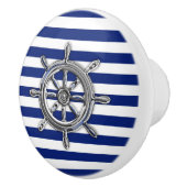 ネイビー航海のブルーのクロムホイールストライププリント セラミックノブ (右)