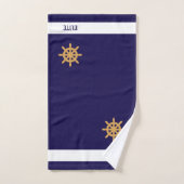 ネイビー航海のブルーのゴールデンホイール バスタオルセット (ハンドタオル)