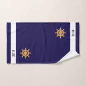 ネイビー航海のブルーのゴールデンホイール バスタオルセット (ハンドタオル)