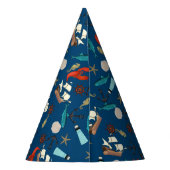 ネイビー航海のブルーのパターン パーティーハット (裏面)