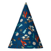 ネイビー航海のブルーのパターン パーティーハット (左)