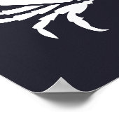 ネイビー航海のブルーのホワイトカニのシルエット ポスター (角)