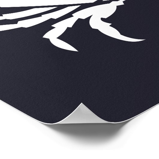 ネイビー航海のブルーのホワイトカニのシルエット ポスター (角)