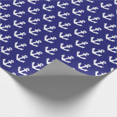 ネイビー航海のブルーのヴィンテージいかりパターン ラッピングペーパー (角)