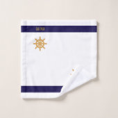 ネイビー航海のブルーの白いホイストライプール バスタオルセット (ウォッシュタオル)