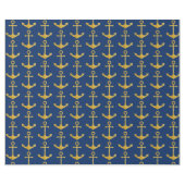 ネイビー航海のブルーの背景の黄金いかり ラッピングペーパー (フラット)