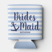 ネイビー航海のブルーの花嫁付きいかり&ストライプ付き 缶クーラー (裏面)