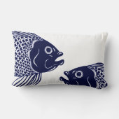 ネイビー航海のブルーの魚の頭 ランバークッション (裏面)