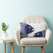 ネイビー航海のブルーの魚の頭 ランバークッション (椅子)