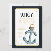 ネイビー航海のブルーアホイ誕生日 招待状 (正面)