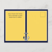 ネイビー航海のブルーイエローいかり誕生日パーティー ポストカード (裏面)
