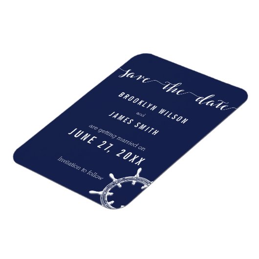 ネイビー航海のブルーウェディング日付磁石を保存 マグネット
