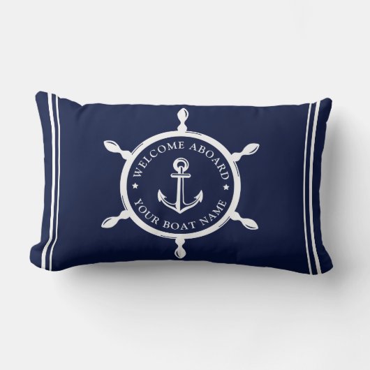 ネイビー航海のブルーウェルカムアウカスタムト客船の名前 ランバークッション (正面)