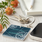 ネイビー航海のブルーウェルカムアボードコンパスバラ キーホルダー (正面右)