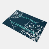 ネイビー航海のブルーウェルカムアボードコンパスバラ ドアマット (アングル)