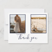 ネイビー航海のブルーエレガントいかり結婚の写真 サンキューカード (正面)