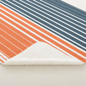 ネイビー航海のブルーオレンジストライプ色 シェルパブランケット (3/4)