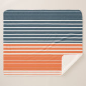 ネイビー航海のブルーオレンジストライプ色 シェルパブランケット (正面(横))