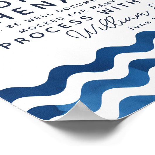 ネイビー航海のブルーオープンバー標識 ポスター (角)